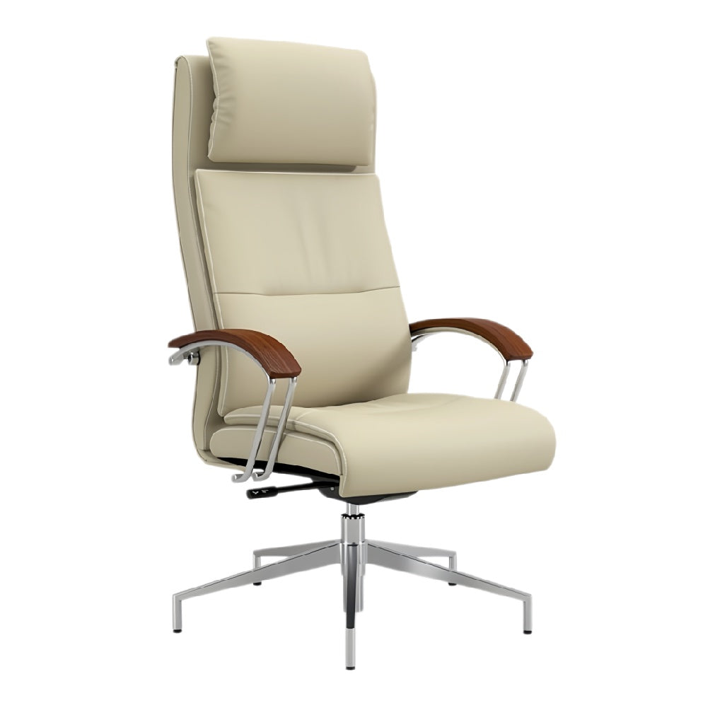 **Ergonomische Lederen Bureaustoel met Verstelbare Rugleuning en Armleuningen**