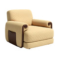 **Technische titel in het Nederlands: Comfortabele beige fauteuil met unieke armleuningen**