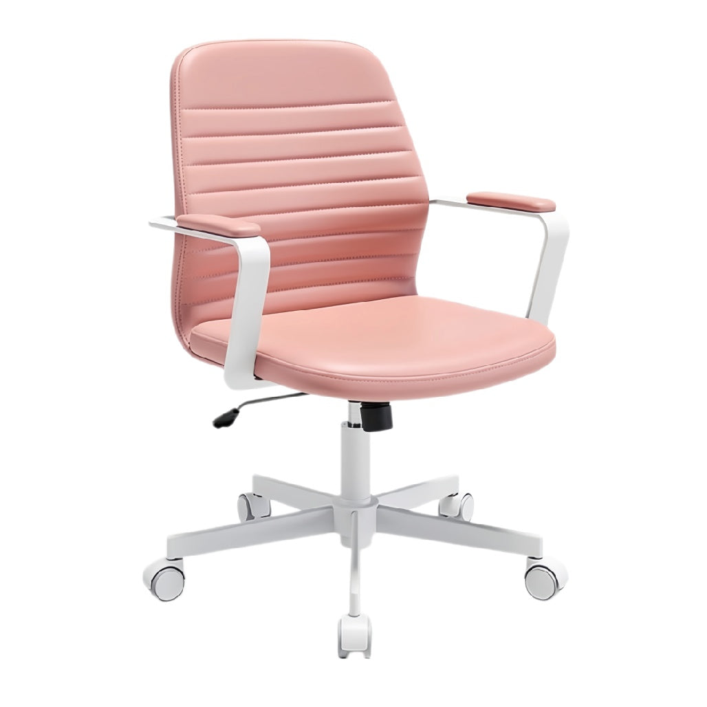 **Technische Titel in het Nederlands: Ergonomische Bureaustoel met Witte Basis en Roze Bekleding**
