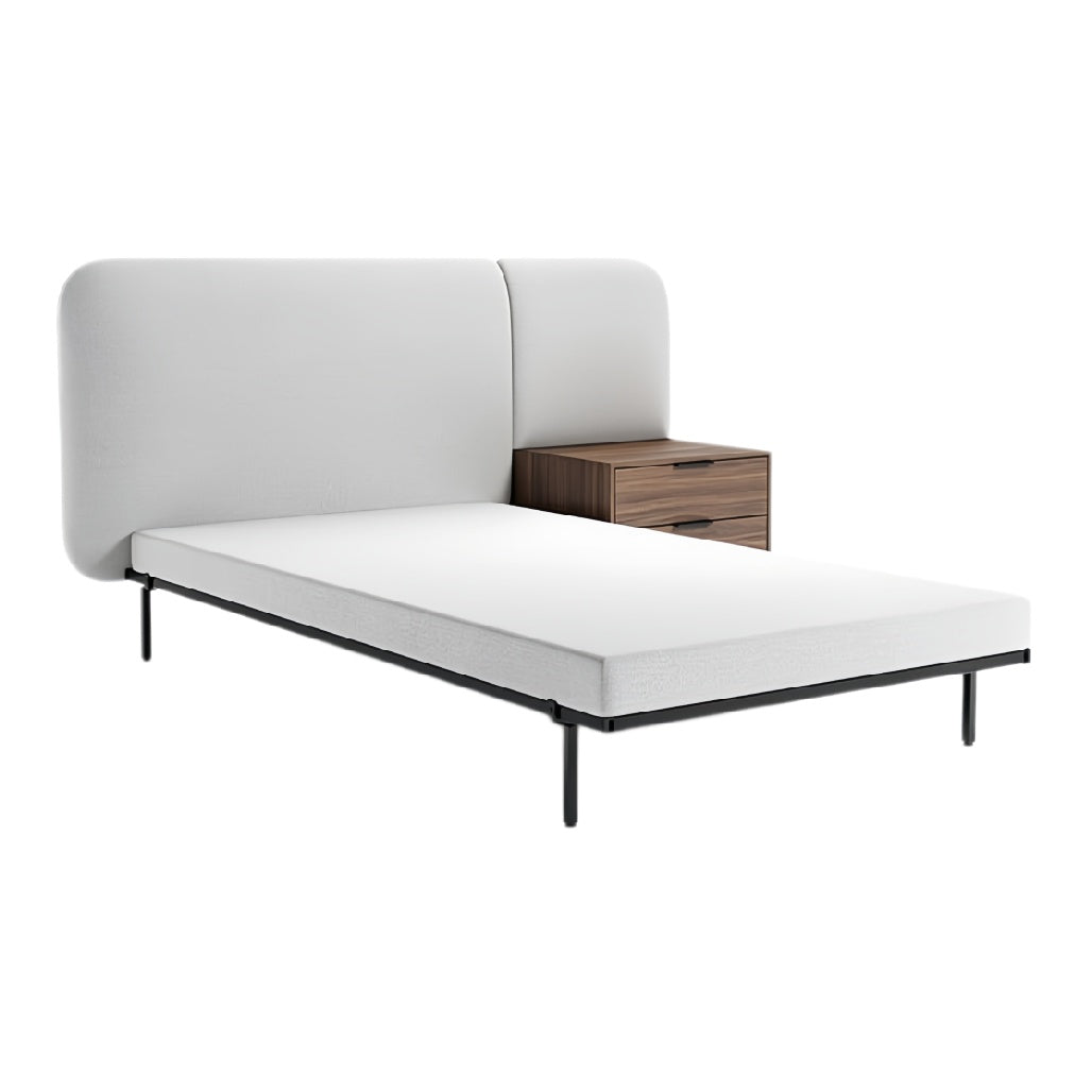 **Technische titel in het Nederlands: Moderne bed met gestoffeerde achterwand en nachtkastje**