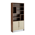 **Technische titel in het Nederlands: Moderne houten boekenkast met open en gesloten compartimenten**